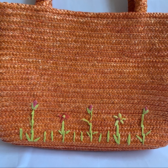 100% Wheat Straw Orange Hand Bag - Picture 3 of 10